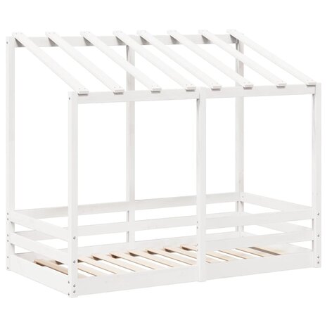 Kinderbed met bedhuis 70x140 cm massief grenenhout wit 3