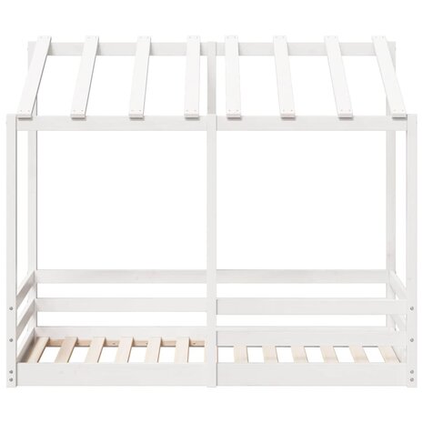 Kinderbed met bedhuis 70x140 cm massief grenenhout wit 4