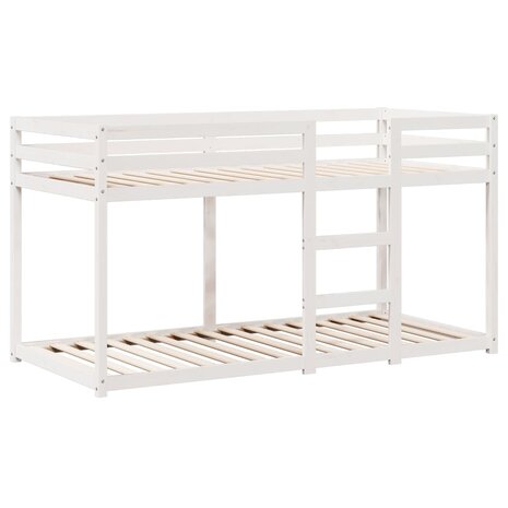 Stapelbed met bedhuis massief grenenhout wit 80x200 cm 5