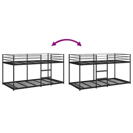 Stapelbed zonder matras 75x190 cm staal zwart 8
