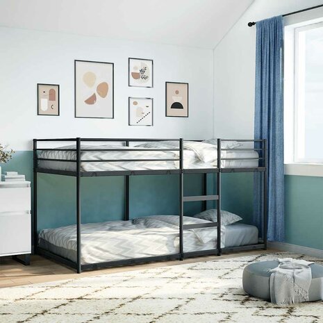 Stapelbed zonder matras 100x190 cm staal zwart 3