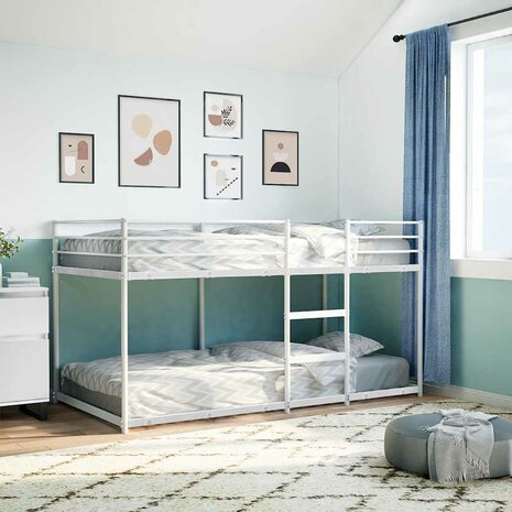 Stapelbed zonder matras 100x200 cm staal wit 3