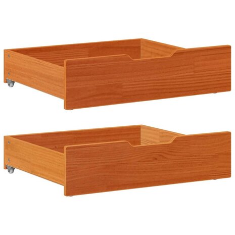 Bedlades 2 st 75x55x17 massief grenenhout wasbruin 1