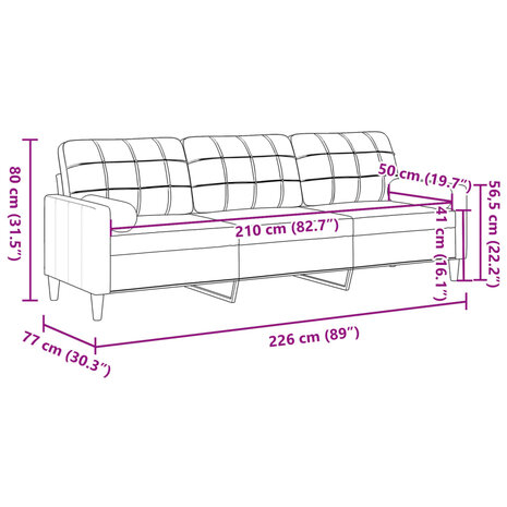 3-zitsbank met sierkussens 210 cm fluweel geel 7