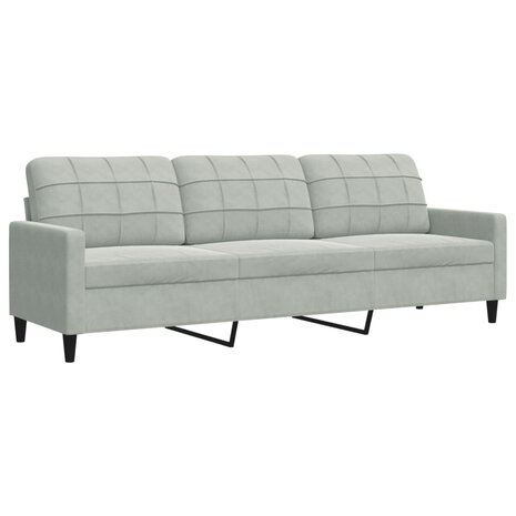 Driezitsbank 210 cm fluweel lichtgrijs 2