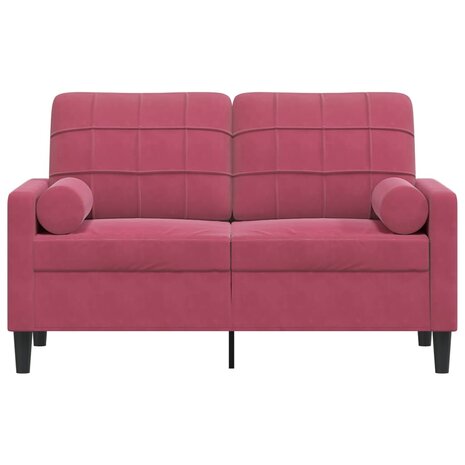 Tweezitsbank met sierkussens 120 cm fluweel wijnrood 3