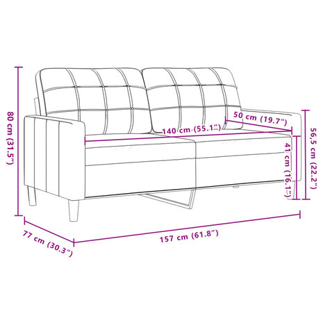 Tweezitsbank 140 cm fluweel lichtgrijs 8
