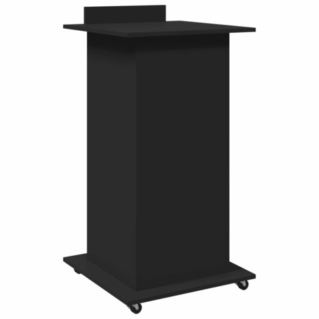 Lessenaar met wielen en lade 55x55x107 cm bewerkt hout zwart 6