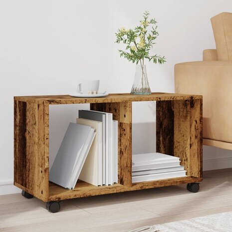 Rolkast 72x33x42,5 cm bewerkt hout oud houtkleurig 3