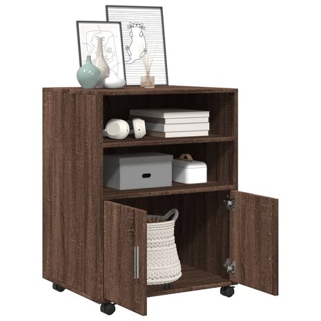 Rolkast 60x48x81 cm bewerkt hout bruin eikenkleur 3