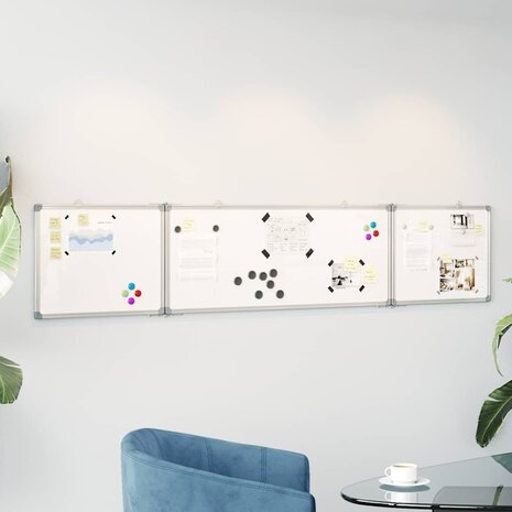 Whiteboard magnetisch inklapbaar 200x40x1,7 cm aluminium 1