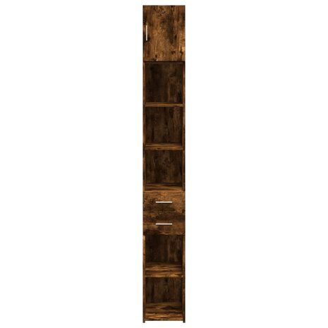 Opbergkast smal 30x42,5x225 cm bewerkt hout gerookt eikenkleur 4