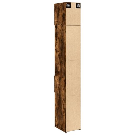 Opbergkast smal 30x42,5x225 cm bewerkt hout gerookt eikenkleur 8