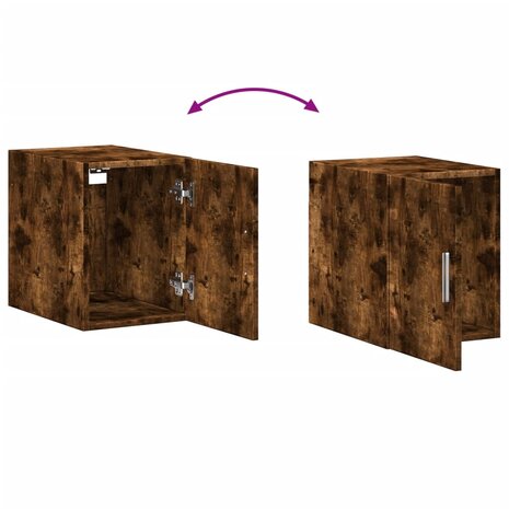 Opbergkast smal 30x42,5x225 cm bewerkt hout gerookt eikenkleur 9