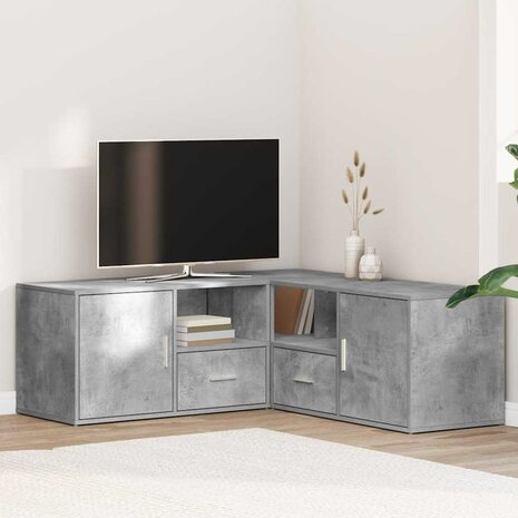 Hoekkast 200x40x45 cm bewerkt hout betongrijs 1