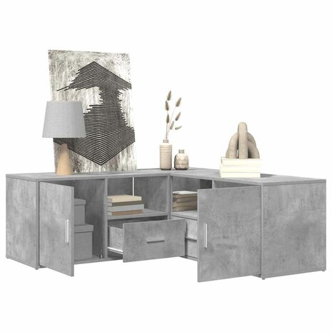 Hoekkast 200x40x45 cm bewerkt hout betongrijs 4