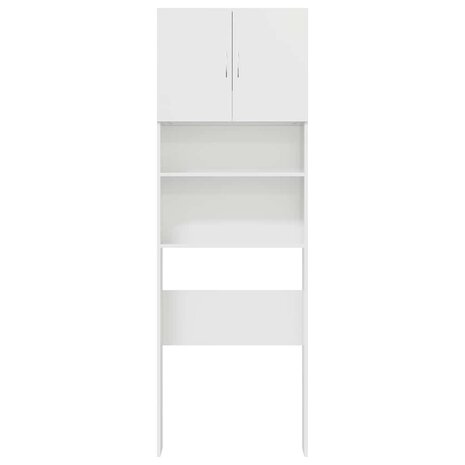 Wasmachinekast 64x24x190 cm bewerkt hout hoogglans wit 5