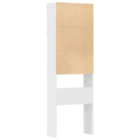 Wasmachinekast 64x24x190 cm bewerkt hout hoogglans wit 8