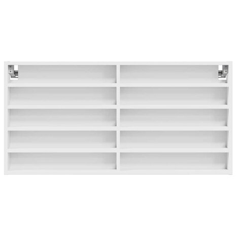 Vitrinekast 100x8,5x50 cm bewerkt hout wit 4