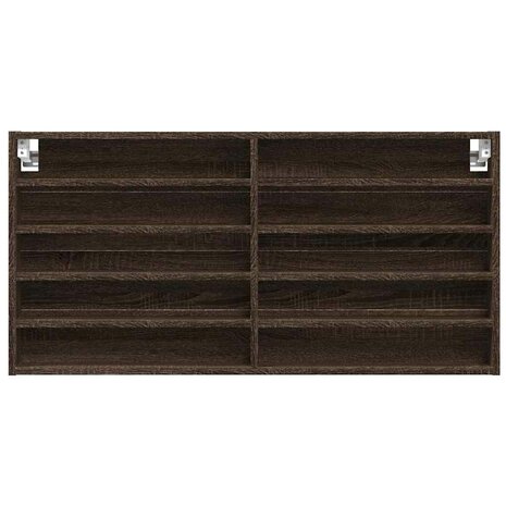 Vitrinekast 100x8,5x50 cm bewerkt hout bruin eikenkleurig 4