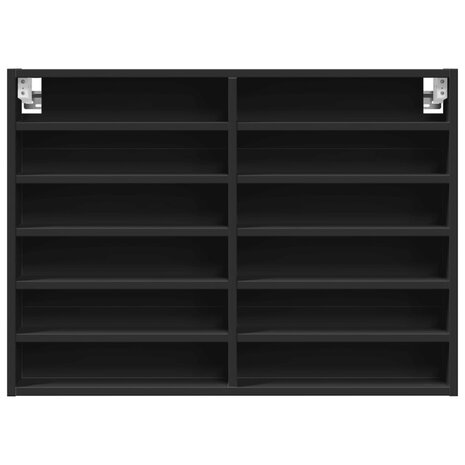 Vitrinekast 80x8,5x58 cm bewerkt hout zwart 4