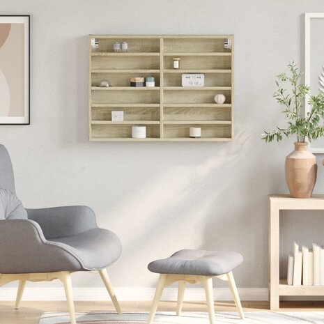 Vitrinekast 80x8,5x58 cm bewerkt hout sonoma eikenkleurig 3