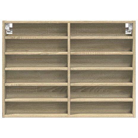 Vitrinekast 80x8,5x58 cm bewerkt hout sonoma eikenkleurig 4