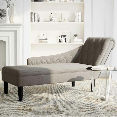Chaise longue met kussen en rechterarmleuning stof taupe 3