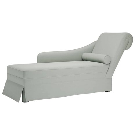 Chaise longue met bolster&rechterarmleuning fluweel lichtgrijs 1