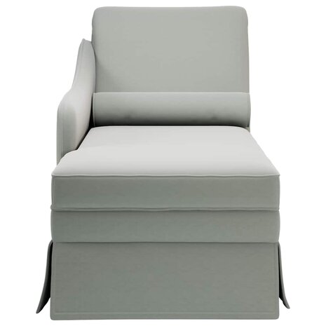 Chaise longue met bolster&rechterarmleuning fluweel lichtgrijs 4