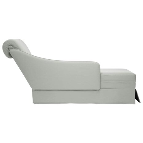 Chaise longue met bolster&rechterarmleuning fluweel lichtgrijs 5