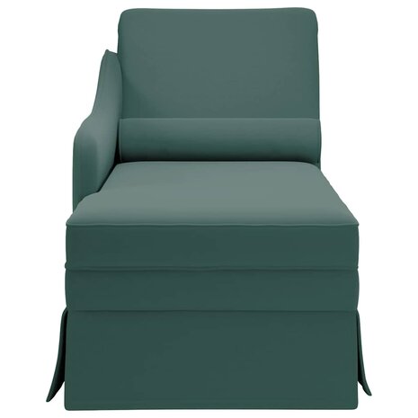 Chaise longue met bolster&rechterarmleuning fluweel donkergroen 4