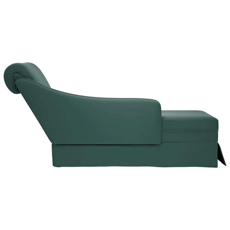 Chaise longue met bolster&rechterarmleuning fluweel donkergroen 5