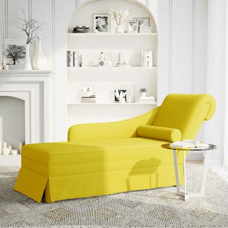 Chaise longue met bolster en rechterarmleuning fluweel geel 2