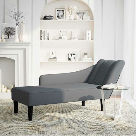 Chaise longue met rechterarmleuning fluweel donkergrijs 2