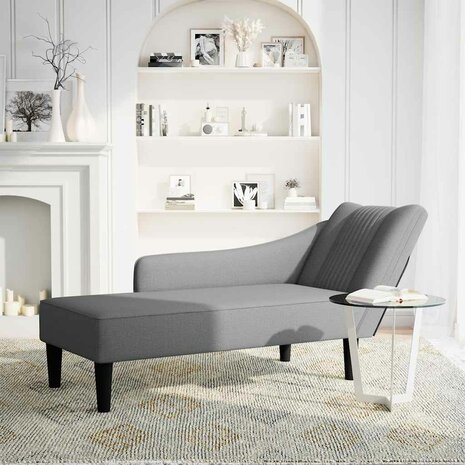 Chaise longue met rechterarmleuning stof donkergrijs 2