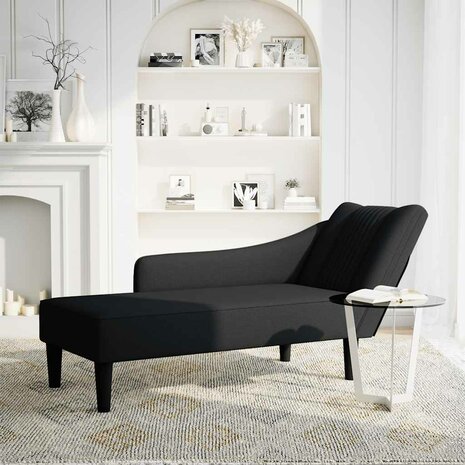 Chaise longue met rechterarmleuning stof zwart 2