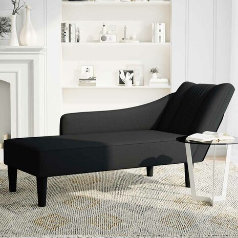 Chaise longue met rechterarmleuning stof zwart 3