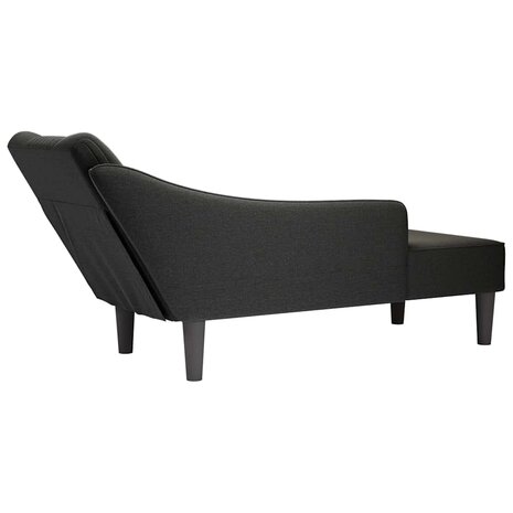 Chaise longue met rechterarmleuning stof zwart 6