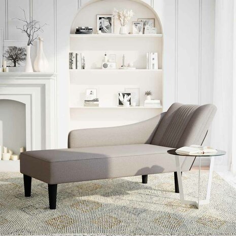 Chaise longue met rechterarmleuning stof taupe 2
