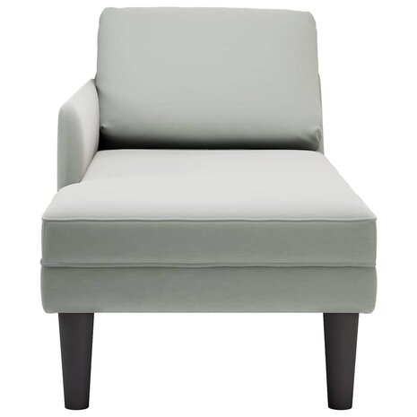 Chaise longue met kussen & rechterarmleuning fluweel lichtgrijs 4