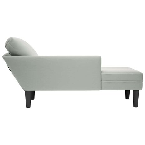 Chaise longue met kussen & rechterarmleuning fluweel lichtgrijs 5