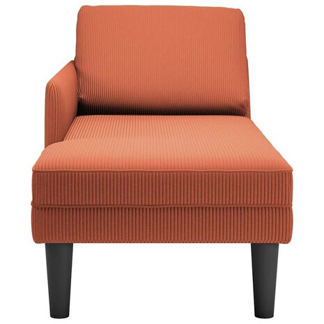 Chaise longue met kussen corduroy stof rood oranje 4