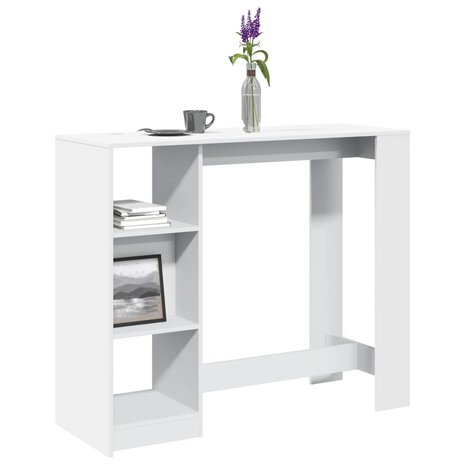 Bartafel met schap 124x46x103,5 cm bewerkt hout wit 1