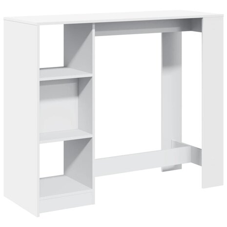 Bartafel met schap 124x46x103,5 cm bewerkt hout wit 2