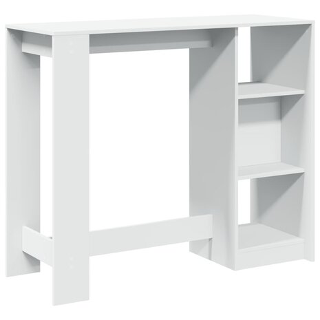 Bartafel met schap 124x46x103,5 cm bewerkt hout wit 6