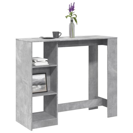 Bartafel met schap 124x46x103,5 cm bewerkt hout betongrijs 1