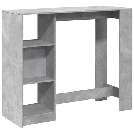 Bartafel met schap 124x46x103,5 cm bewerkt hout betongrijs 2