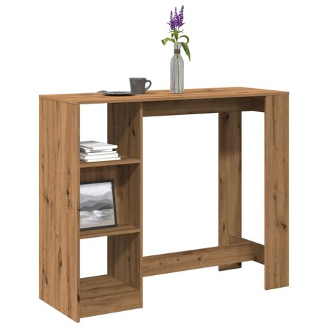 Bartafel met schap 124x46x103,5 cm hout artisanaal eikenkleurig 1