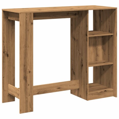 Bartafel met schap 124x46x103,5 cm hout artisanaal eikenkleurig 6